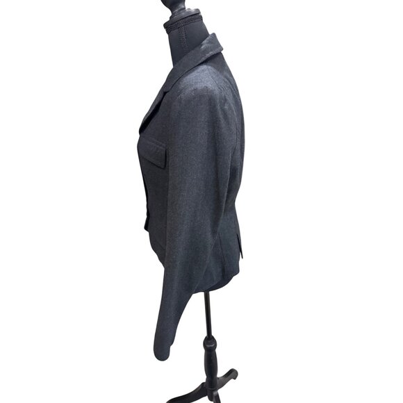 Vintage J. Peterman 100% Wool Blazer Jacket Size 8 Gray Tailored Fit Sustainable - Picture 8 of 8